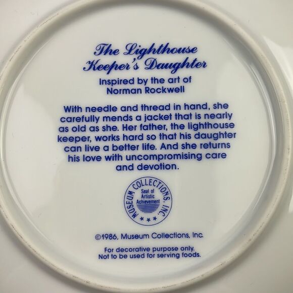 Vtg "Bedtime" & "Lighthouse Keeper's Daughter" Norman Rockwell inspired plates - Picture 9 of 9